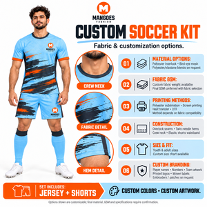 Conjunto de Uniforme de Fútbol Sublimado Personalizado MANGOES FASHION Unisex Adulto 100% Poliéster Malla Transpirable de Secado Rápido Ecológico Cuello Redondo - Product Image 6