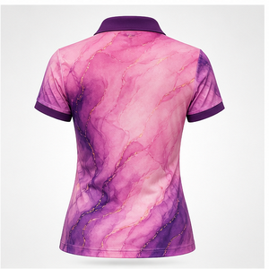 Custom <b>Pink</b> Purple Flowing Marble Swirl Print Womens <b>Polo</b> <b>Shirt</b> Quick Dry Breathable Short Sleeve Golf Team Uniform WPS-0810 - Product Image 4