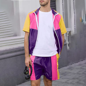 Conjunto Deportivo Personalizado Transpirable para Correr, Chaqueta Cortavientos Ligera de Nailon y Poliéster Vintage para Hombre, con Bloques de Color - Product Image 6