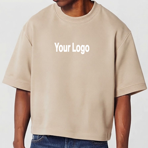 Hot Selling Customizable 100% Cotton Hip Hop <b>Crop</b> <b>Top</b> Drop Shoulder Heavyweight T-Shirt for <b>Men</b> Summer Wear Anti-Wrinkle - Product Image 4