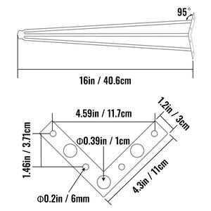 Set di 4 gambe a forcina nere da 16 pollici, capacità di carico 880 libbre (220 libbre ciascuna), gambe a forcina per scrivania, panca, tavolo da pranzo, con 3 aste, per parchi - Product Image 4