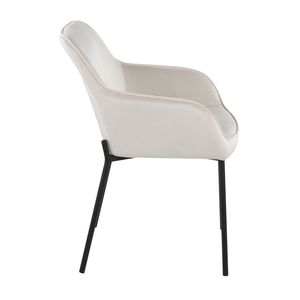 Daniella Set of 2 Contemporary Dining <b>Chairs</b> Black Metal and <b>Cream</b> <b>Velvet</b> Modern Design - Product Image 3
