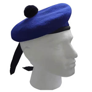 Gorro Balmoral Escocés Liso Azul Vibrante, Gorro de Lana Balmoral, Gorro de Pípere para Kilt, OEM ODM - Product Image 1