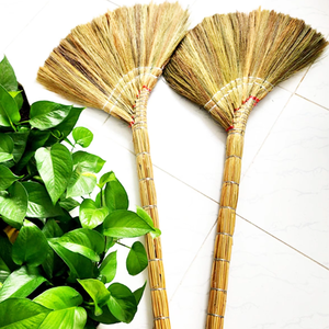 Handmade Natural Grass <b>Broom</b> <b>With</b> Long <b>Handle</b> - Durable Traditional Sweeping Brush For Indoor & Outdoor - Product Image 6