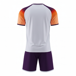 Camiseta de Fútbol de Manga Corta para Hombre, Degradado Blanco y Naranja, Cuello Redondo, Poliéster que Absorbe la Humedad, Ropa Deportiva para Todas las Temporadas - Product Image 4