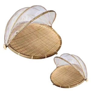Premium Wholesale Natural Bamboo Food Drying <b>Basket</b> with <b>Mesh</b> Net for Agricultural Products - Product Image 1