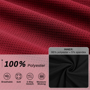 <b>Hot</b> Sale Fitness Double Layer Short Inner Compression <b>Red</b> Color Knee Length Soft Fabric Gym Breathable Shorts For Men's - Product Image 4