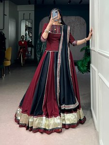 Ethnic Indian Bridal Lehenga Slim Fit Heavy Embroidery & Mirror Work <b>Chaniya</b> <b>Choli</b> for Wedding Party & Navratri - Product Image 2