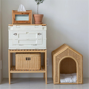 Maison pour chat rectangulaire à 2 étages, faite à la main, dernier design, tressée en rotin, faible MOQ, lit pour animaux de compagnie pour chiens, motif animalier, fabriqué au Vietnam - Product Image 2