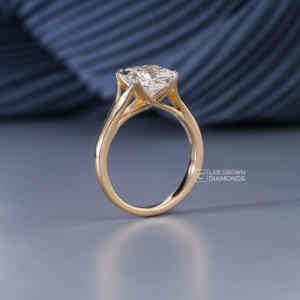 Luxury S925 <b>Silver</b> Princess Cut Moissanite <b>Solitaire</b> <b>Ring</b> for Women 3.04 CT VS EF Quality 3 Carat Square Yellow Gold Jewelry - Product Image 5