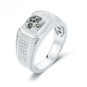 Anillo de Moissanita con Claridad VVS1, Certificado GRA, Oro Blanco, Plateado en Platino, Plata de Ley 925, Engaste de Garras, Joyería Fina Unisex - Product Image 1