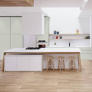 Gabinetes de Cocina Modernos Blancos Personalizados JY Project, Estructura de MDF, Juego Completo con Fregadero, Herrajes y Cajones Deslizantes Duraderos - Product Image 5