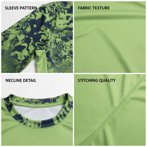T-shirt de performance à manches longues pour homme, vert et bleu, séchage rapide, respirant, décontracté, col rond, tricoté en coton/bambou, coupe classique - Product Image 6