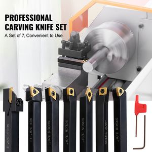 Set di 7 Utensili per Tornitura CNC da 3/8 di Pollice, Portautensili in Metallo per Lavori Pesanti con Inserti in Carburo Rivestiti in Titanio e Componenti del Cuscinetto - Product Image 2