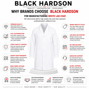 Bata de Laboratorio Unisex Blanca Blackhardson, 200 GSM, Tela Suave de Polialgodón, Diseño Clásico de Paneles, Logotipo Bordado Personalizado para Hospital - Product Image 5