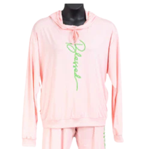 Conjunto Deportivo de Dos Piezas para Mujer, Marca AKA, Color Rosa Sólido, Bordado, Pantalón Ancho de Felpa, Tela Suave, Elegante, Casual y Cómodo - Product Image 4