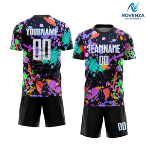 Maillot de football personnalisé blanc et bleu clair avec graffitis, uniforme d'équipe de football par sublimation, vêtements de sport - Product Image 1