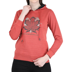 <b>Women's</b> <b>Red</b> Solid Front Hooded <b>Sweatshirt</b> Full Sleeve Casual Knitted Cotton Blend Winter Wear - Product Image 5