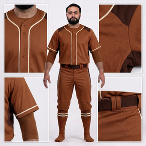 Ensemble de vêtements de baseball pour hommes, pantalon en jersey uni, respirant, 100% polyester, fermeture à boutons, coupe régulière, toutes saisons, antibactérien - Product Image 6