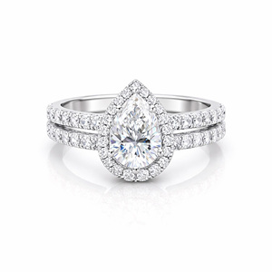 IGI Certified 1ct Pear Shape Lab Grown Diamond <b>Ring</b> Jewelry <b>Set</b> for Women 14K Solid <b>Gold</b> India - Product Image 4