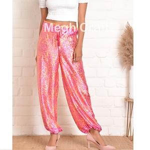 Women's Bohemian Summer Pants Beach Wear Casual Baggy <b>Silk</b> Harem Pants Elastic Waist Perfect for Yoga Pant - Product Image 1