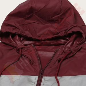 <b>Mens</b> Maroon Silver Reflective Stripe Hooded Zip Softshell Waterproof Thin <b>Jackets</b> Windbreaker <b>Lightweight</b> Sport Running Print - Product Image 6