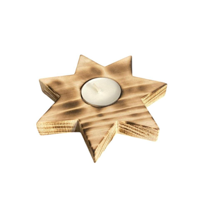 Porte-bougie en bois artisanal en forme d'étoile pour décoration de Noël, bougeoir en bois naturel écologique pour mariage - Product Image 6