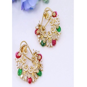 Glamorous Premium Quality Gold Finish <b>Stud</b> Stones Look <b>Earrings</b> Wedding Party Wear Collections For Women - Product Image 1