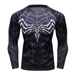 T-shirt de compression à manches longues pour homme, motif toile d'araignée, séchage rapide, protection anti-UV - Product Image 1
