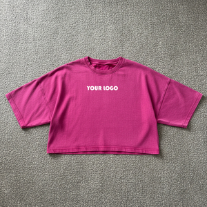 Nueva Llegada, Camisetas Cortas de Algodón con Estampado Personalizado, Estilo Vintage, Holgadas, para Mujer, Camisetas Cortas Lavadas y Cepilladas - Product Image 4