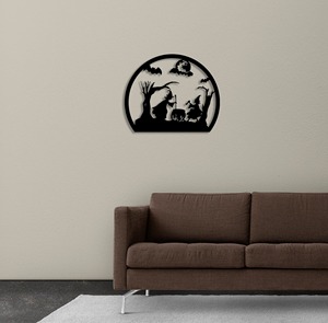 Horror Witches Round Metal Wall Art Spooky Halloween Hanging Decor For Home Door Wall Party Festive Scary Theme Design - Product Image 3