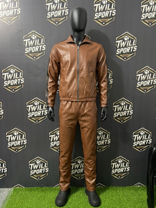 Survêtement en cuir PU de haute qualité, style décontracté, à manches longues, demi-zip, couleur unie, réversible, avec poches latérales - Product Image 2