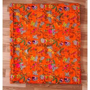 Nouvelle couette Kantha indienne imprimée à la main, couvre-lit Kantha en coton indien, jeté Kantha, couvre-lit indien fait main, couverture bohème - Product Image 6