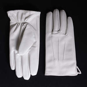 Guantes de piel de ciervo para hombre, guantes de conducción cálidos con forro de punto de invierno, de cuero genuino, color sólido - Product Image 4