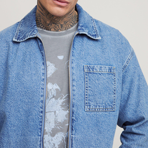 Quality Casual Embroidered Windproof Oversized Drop Shoulder Denim <b>Jeans</b> <b>Jacket</b> for Men Distressed <b>Black</b> 100% Cotton Winter - Product Image 2