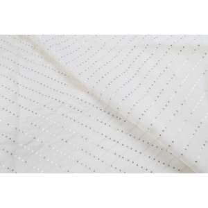 Tissu à paillettes pour broderie Chanderi blanc cassé avec paillettes dorées, motif floral, teintable, 44 pouces de largeur par yard - Product Image 2