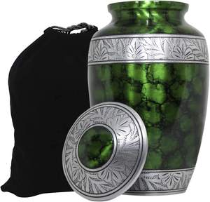 Urnas Metálicas de Diseño Clásico en Verde Oscuro para Cenizas, Urnas Metálicas Tradicionales para Recuerdos Conmemorativos en el Hogar - Product Image 6