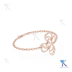 Elegant Lab Grown Diamond Floral Link <b>Bracelet</b> 14K <b>Solid</b> Gold Luxury Fine Unisex Minimalist Jewelry Party Gift - Product Image 2