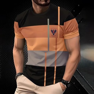 Nouveaux T-shirts d'été décontractés pour hommes, coupe régulière, col rond, respirants, imprimés, en polyester 180 grammes, haute qualité - Product Image 5