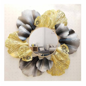 Recién llegado, marco de espejo de pared de Metal con hojas de flores, espejo de pared moderno de India, espejo decorativo de Metal para sala de estar - Product Image 2