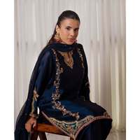 Maruti Creation Designer Modest Navy Tops pour tenue de soirée, Salwar Farshi élégant avec haut stylé, Taille M