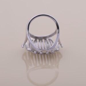 IGI Certified Multi Row Pavé Round Diamond Statement Dome <b>Ring</b> In Solid 925 Sterling Silver - Product Image 5