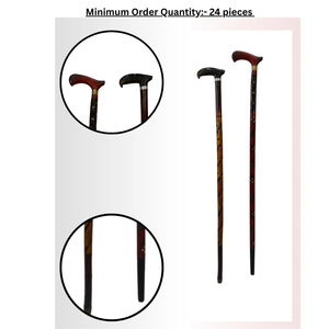 Traditional Wooden Cane with Red Handle and Decorative Pattern Durable Walking Stick for Homecare Use - Product Image 4