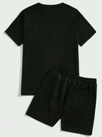 Conjunto de Camiseta y Pantalones Cortos para Hombre, Color Beige, con Estampado de Los Ángeles, California, Cuello Redondo, Casual, Verano, Transpirable, Algodón, Tejido