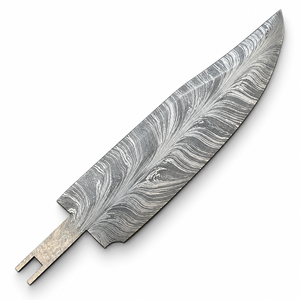 Lame de couteau en acier Damas à motif plume de 7 pouces en gros pour fabricants de couteaux personnalisés, fournisseur B2B de lames de couteau OEM - Product Image 3