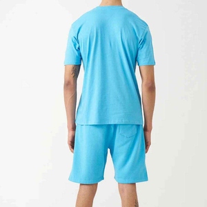 ชุดเสื้อยืดแขนสั้นสีเขียวอ่อนสำหรับผู้ชาย OARH INT INDUSTRY พร้อมกางเกงขาสั้นสีเทา ชุดลำลองพิมพ์ลาย สั่งทำพิเศษ เนื้อผ้าซาตินระบายอากาศได้ดี - Product Image 6