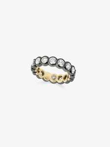 Bague d'éternité empilable en diamant de laboratoire taille ronde, sertie clos, en or massif 14K 18K, alliances noircies, prix d'usine, vente en gros - Product Image 3