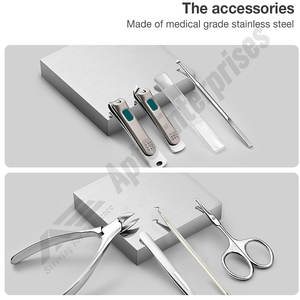 Ensembles de manucure gris Kits de pédicure Coupe-ongles en acier inoxydable Kits de toilettage professionnels Outils de soins personnels avec étui en cuir - Product Image 4
