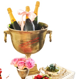 Customized Logo Tabletop Wine Cooler <b>Gold</b> Finished Aluminum <b>Ice</b> <b>Bucket</b> for Party Beverage Cooler with Personalized Touch - Product Image 1