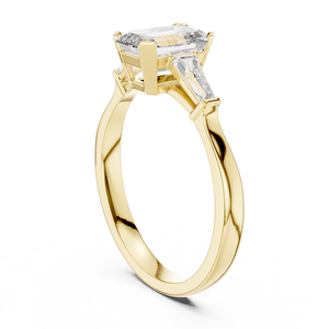แหวนเพชรทรงเอเมอรัลด์คัท เพาะเลี้ยงในห้องปฏิบัติการ ทองคำแท้ 14K 18K ประดับเพชรทรงบาแก็ตต์ด้านข้าง แหวนแต่งงาน 1.30 กะรัต รับรองโดย IGI DEFVVS OEM - Product Image 4